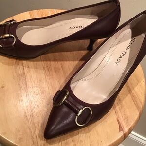 Ellen Tracy Dark Brown Heels with Buckle Detail